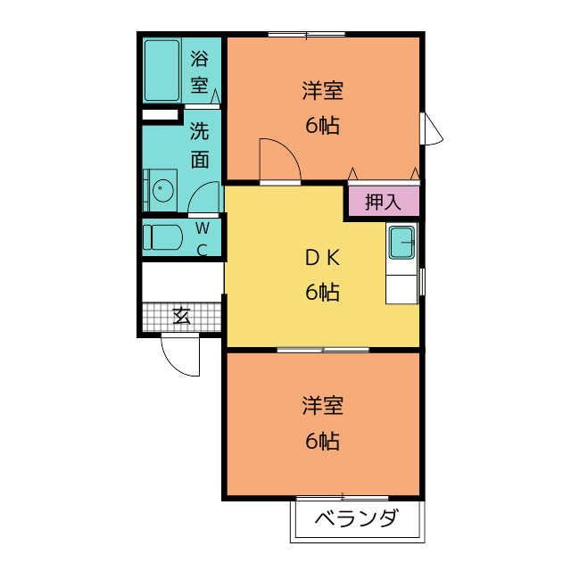 2階・角部屋!居室が隣室と接していない作りです。