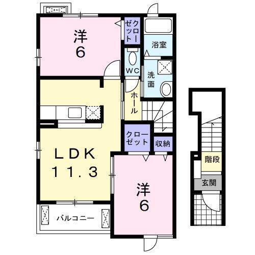 エアコン2基・無料インターネット導入済み2LDK!