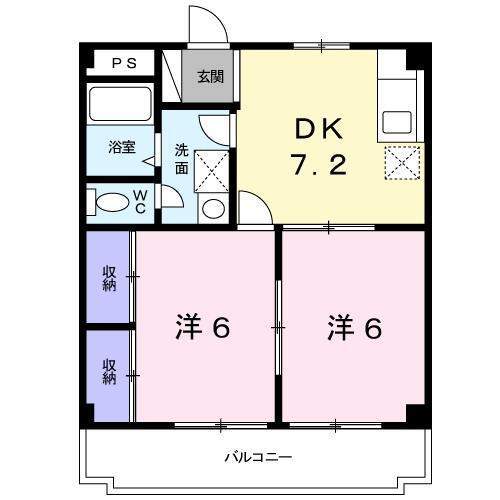エアコン付きのオール洋間2DK!お風呂は嬉しい追い焚き機能付き♪
