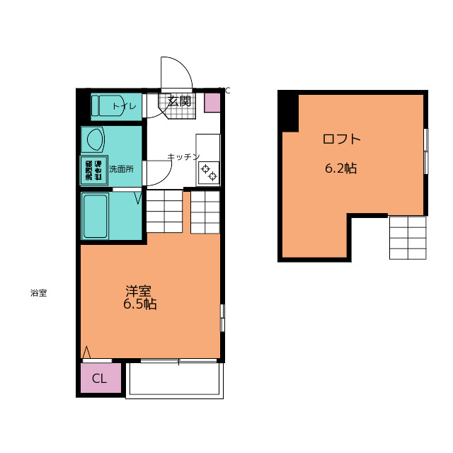 広いロフトのあるお部屋です。
